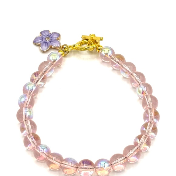 Hand Crafted Pink Beaded Bracelet with Flower Charm - Picture 4 of 11